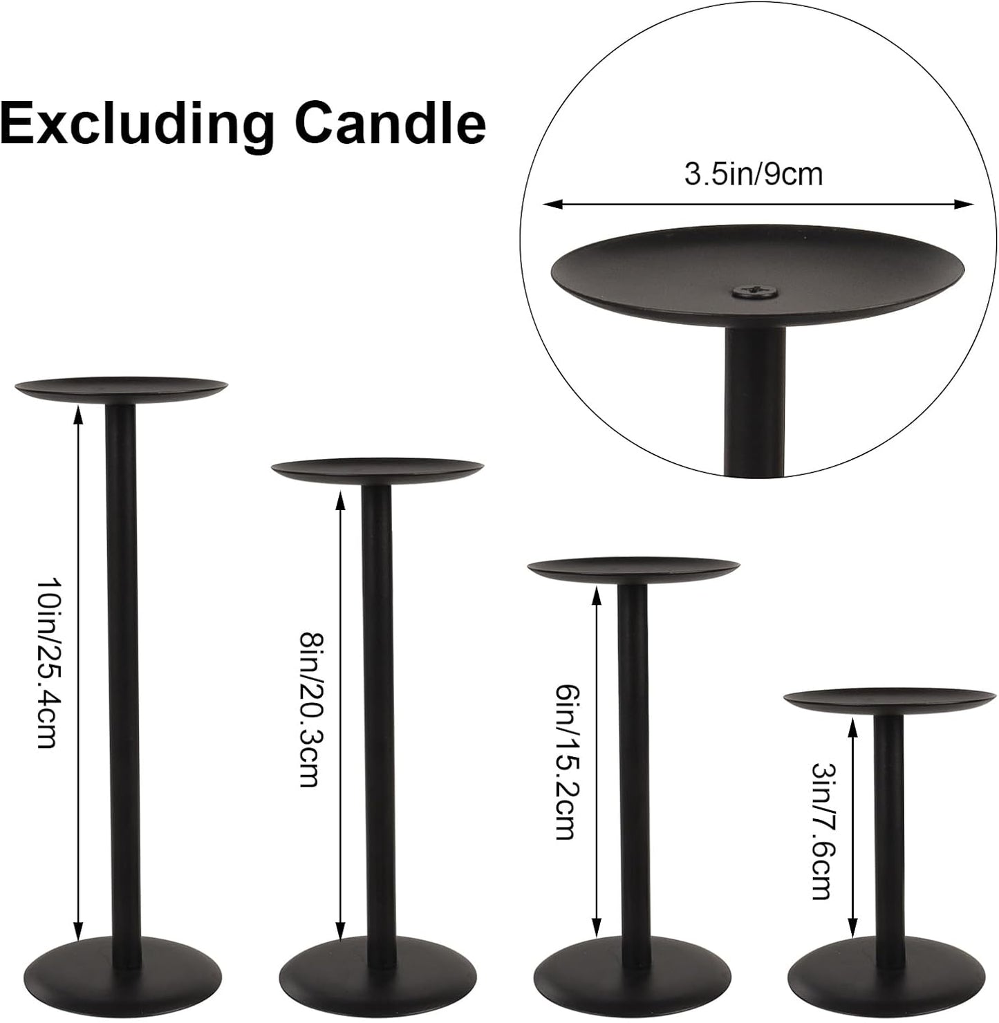 Set of 7 Metal Black Candle Holders, Assemblable Pillar and Taper Candlesticks, Halloween Fall Thanksgiving Day Dining Table Centerpieces Decor, Mantle Fireplace Candle Sticks Decorations
