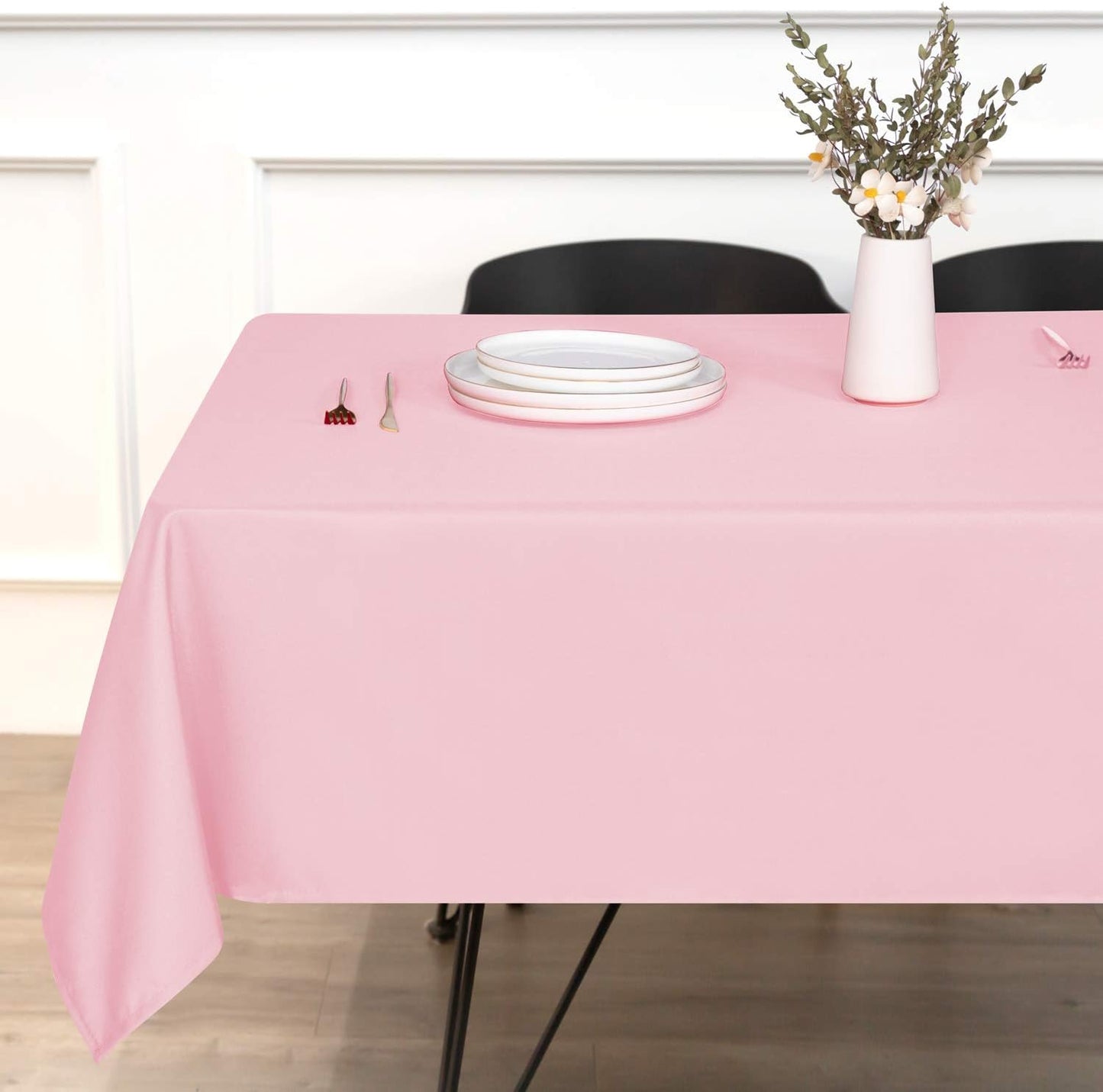 sancua Rectangle Tablecloth - 60 x 120 Inch - Stain and Wrinkle Resistant Washable Polyester Table Cloth, Decorative Fabric Table Cover for Dining Tables, Buffet Parties and Camping, Pink