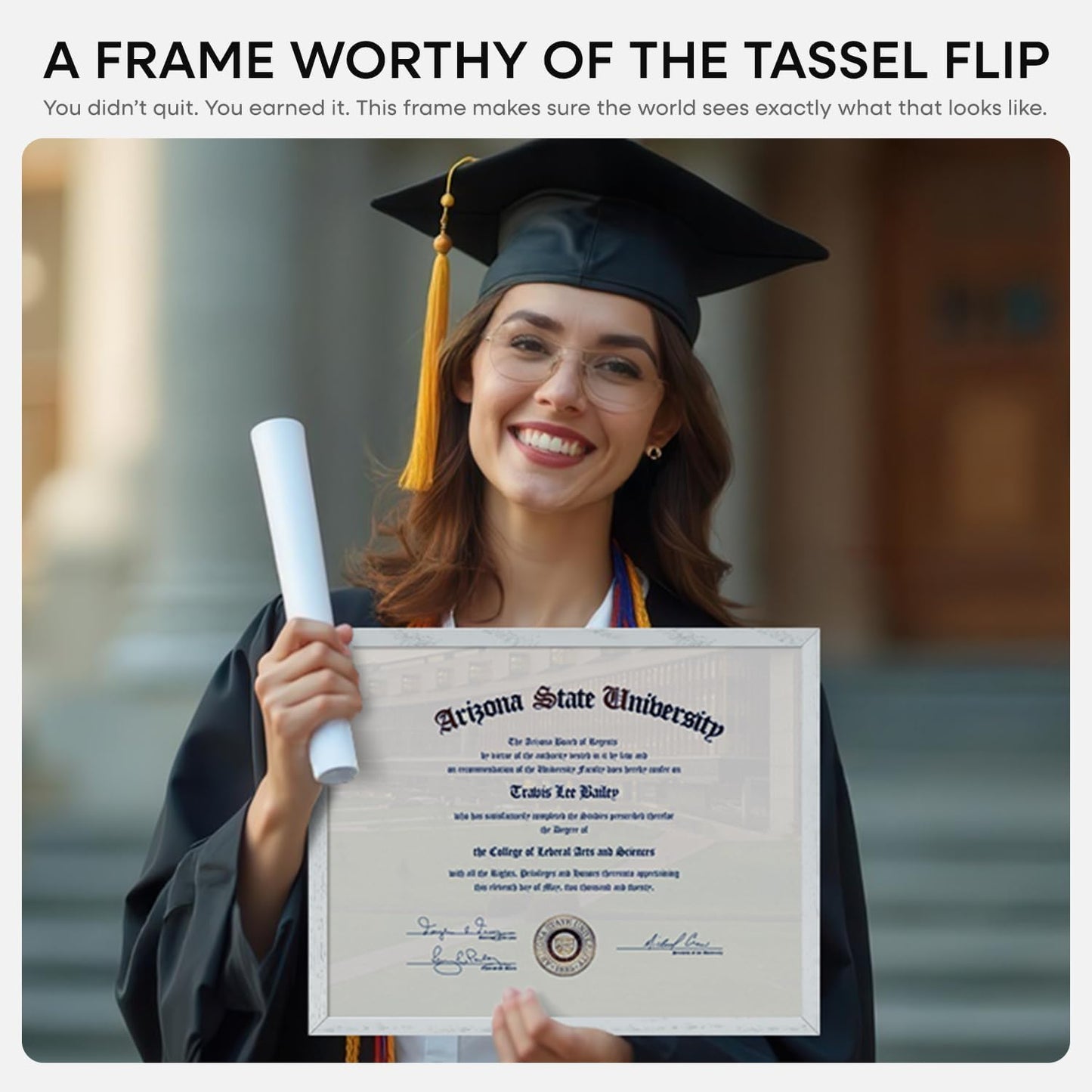 Homeforia 11x14 White Diploma Frame, High End Black Oak 11 x 14 Certificate Wood Frames with Mat 8.5x11, 14x11 Wooden Document Matted Frame, Award Graduation Frames, Tempered Glass, Wall Kit, Set of 1