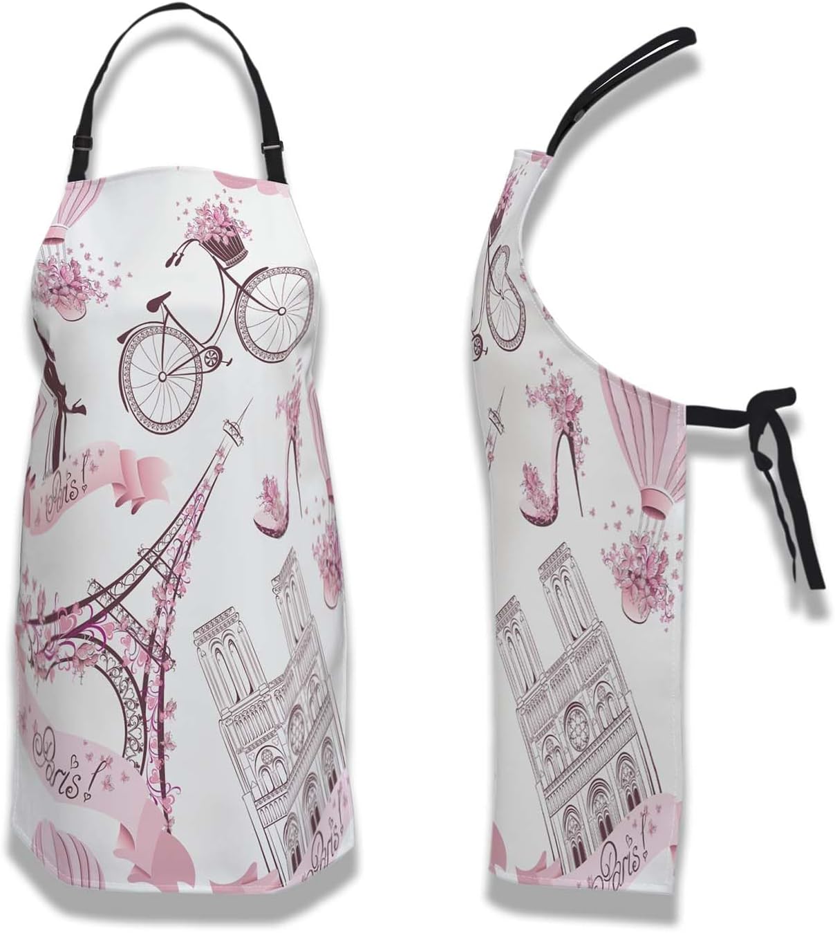 Chef Apron for Men Paris Symbols Cooking Aprons for Women for Kitchen Cooking Restaurant BBQ Painting Crafting 27” (W) x 31” (H), Waterproof Apron