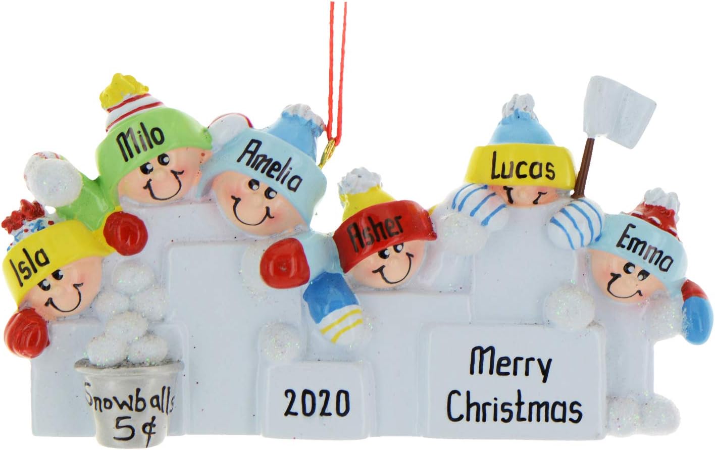 Personalized Family Christmas Ornament - Custom Ornament Family of 6 Xmas Ornaments 2024 Snowball Fight Ornaments Customized Siblings Snowballs Decor Family Ornament for Christmas Tree