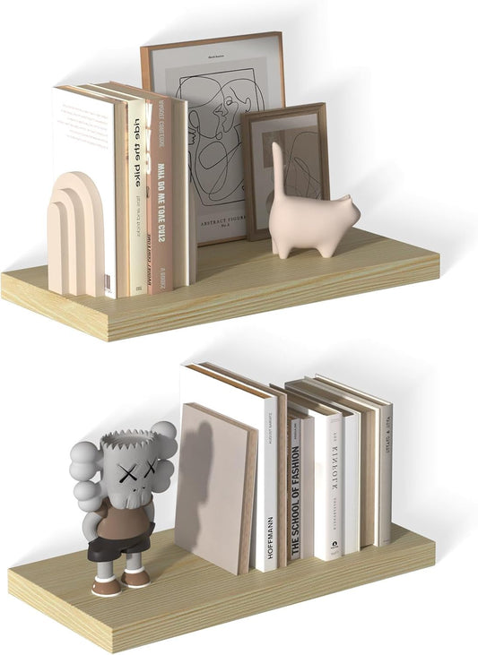 12 Inch Deep Floating Shelves for Wall 1 Pack Floating Shelves Large Storage Space Wall Mount Shelf for Living Room Kitchen Bathroom 24" W x 12" D x 1.2" H Oak