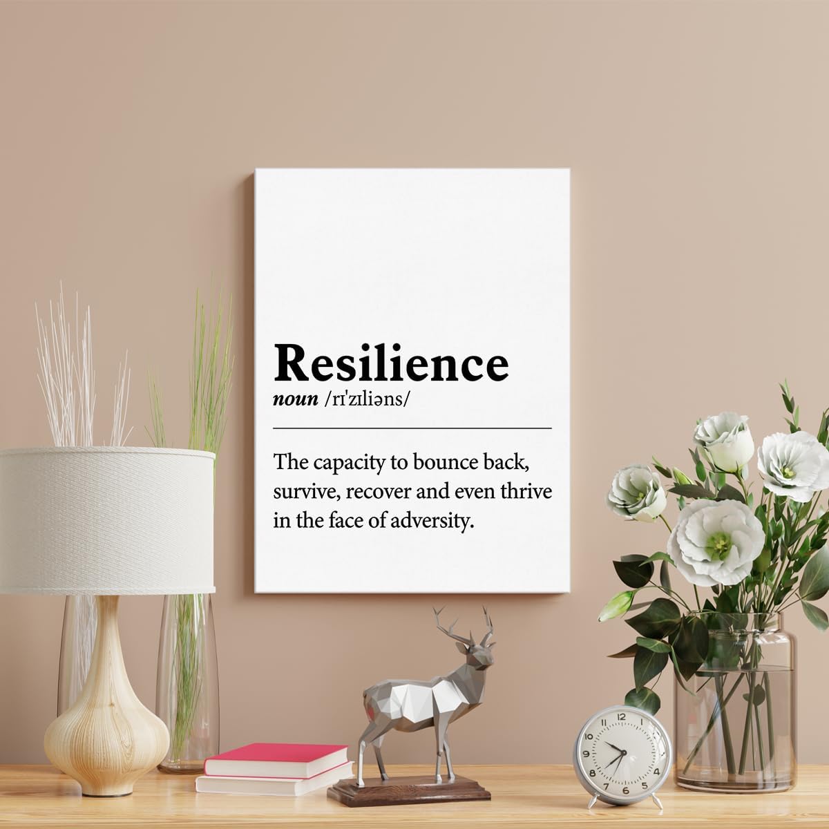 Inspirational Wall Art Decor Motivational Poster Framed Painting Print Resilience Definition Canvas Artwork for Home Office Decor 12 X 15 Inch