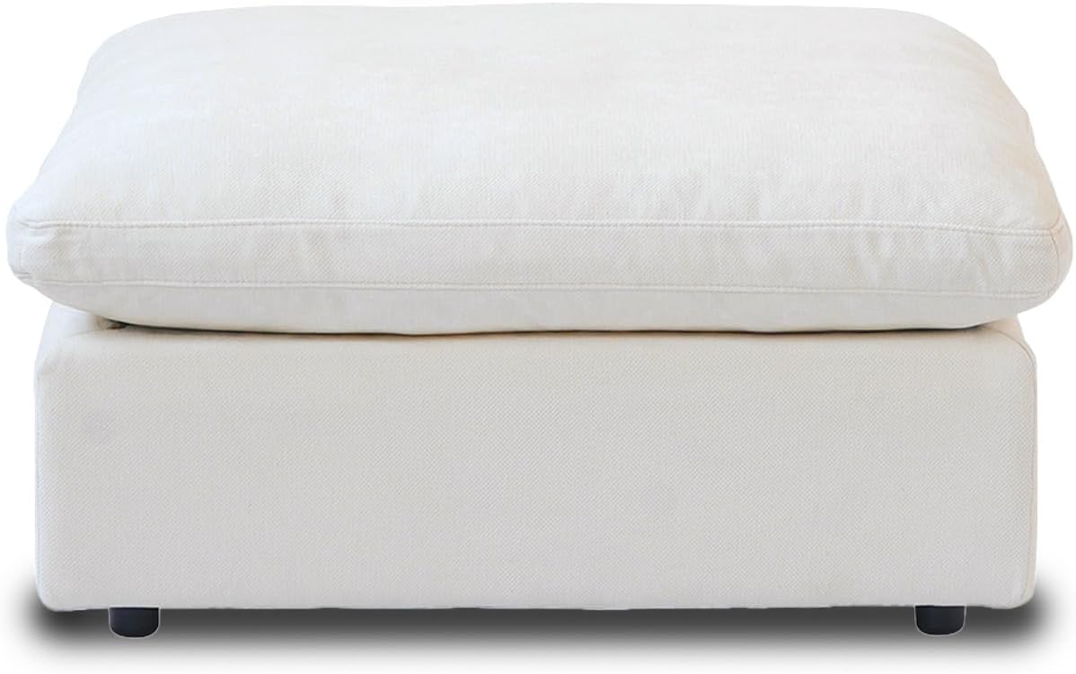 JACH Modular Ottoman Seater for Living Room, Cushion Covers Removable, Minimalist Comfy Footstool, Breathable Ottoman for Living Room Apartment (White)