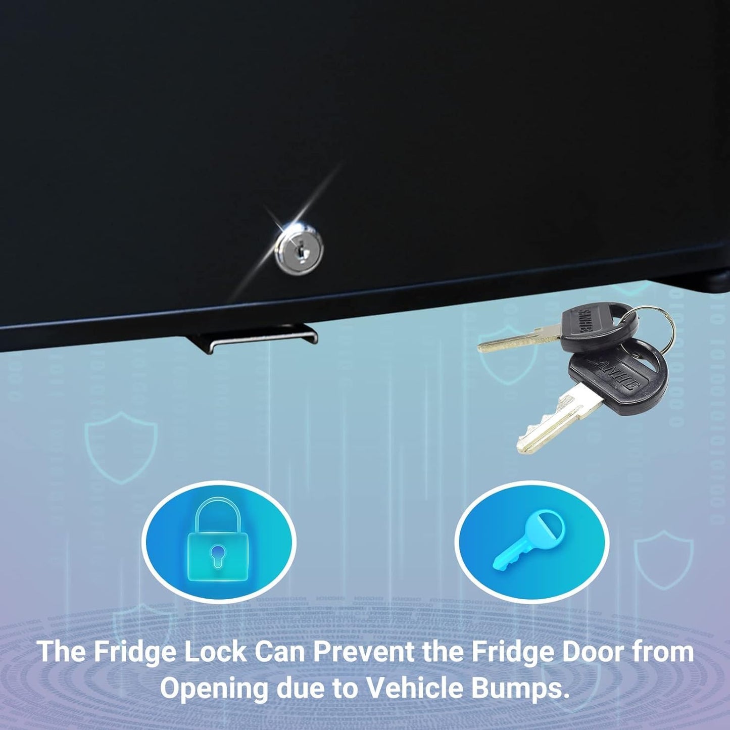 SMETA 12V RV Refrigerator 1.7 Cu.Ft Mini Camper Fridge with Lock and Key AC/DC 110V/12v Quiet Absorption Compact Refrigerator for RV Semi Truck Patio Car with Reversible Door Beverage Cooler, Black