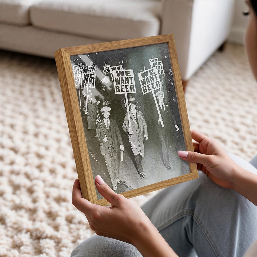 Prohibition We Want Beer Vintage Photo FRAMED - 8x10 Wall Art Decor for Home, Bar, Cafe, Dorm - Unique Funny Gift for Men - Unframed Picture Poster