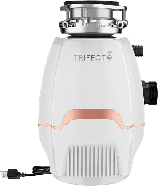 Trifecte Pro 3/4 HP Garbage Disposals with Sound Reduction,Food Waste Coutinuous Feed Garbage Disposal with Power Cord, Dishwasher Hook Up,3800RPM,White