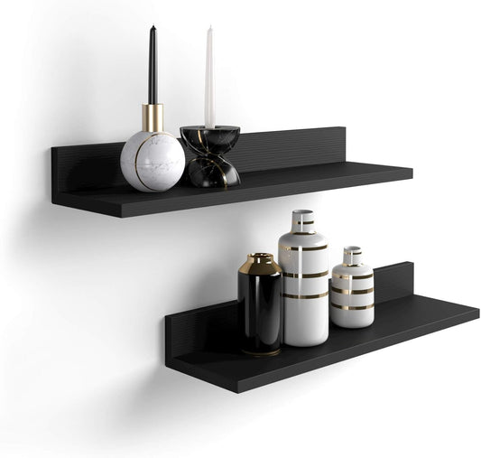 Mobili Fiver, Set of 2 Rachele Shelves, 31.49 in, Ashwood Black, Made in Italy