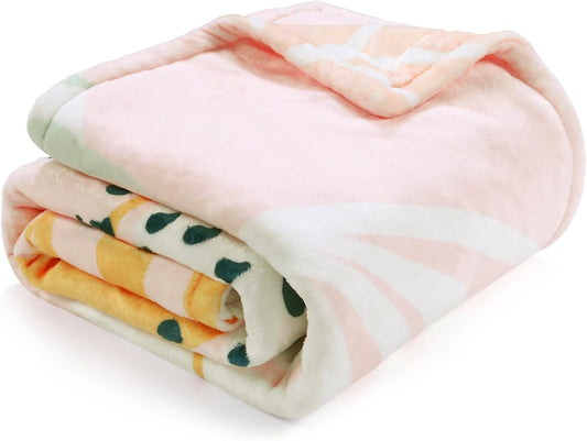 Lahome Pink Fleece Throw Blanket for Bed, Reversible Soft Throw Blankets for Women Cute, Warm Thick Throw Blankets for Couch, Apricot 50''x60''