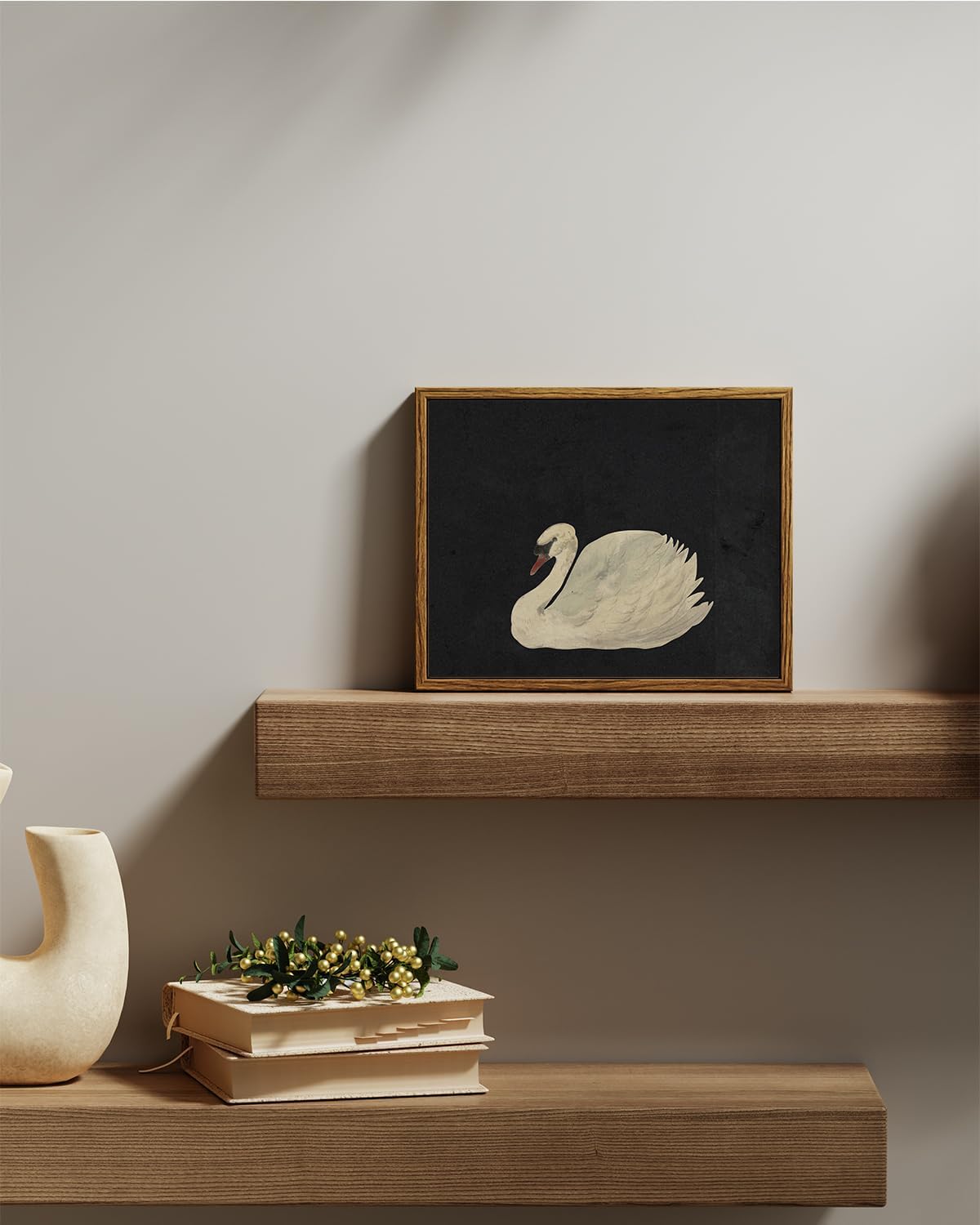 VIYYIEA Framed Canvas Wall Art Home Decor Swan Art Wall Decorations Prints Grace Swan Painting Pictures Rustic Bathroom Wall Decor Farmhouse Home Decor for Living Room Bedroom Office Decor 8x10in