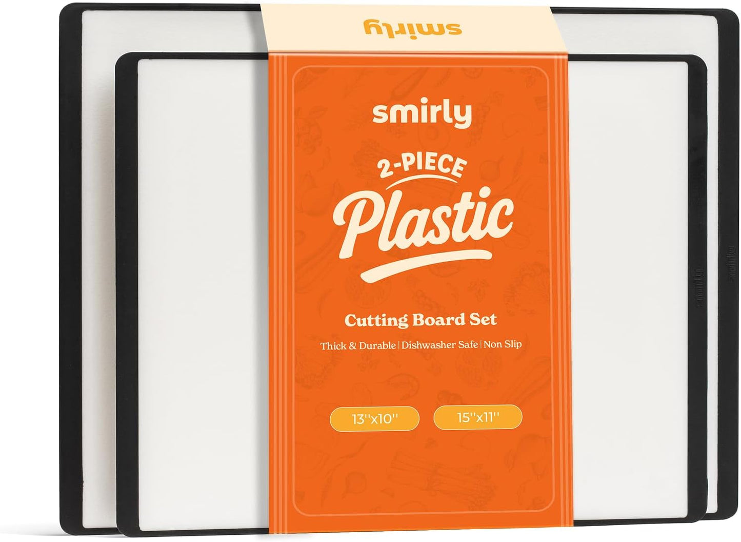SMIRLY Plastic Cutting Board Set, Dishwasher Safe Plastic Cutting Boards Set for Kitchen, Cutting Boards for Kitchen - Plastic Chopping Board Set