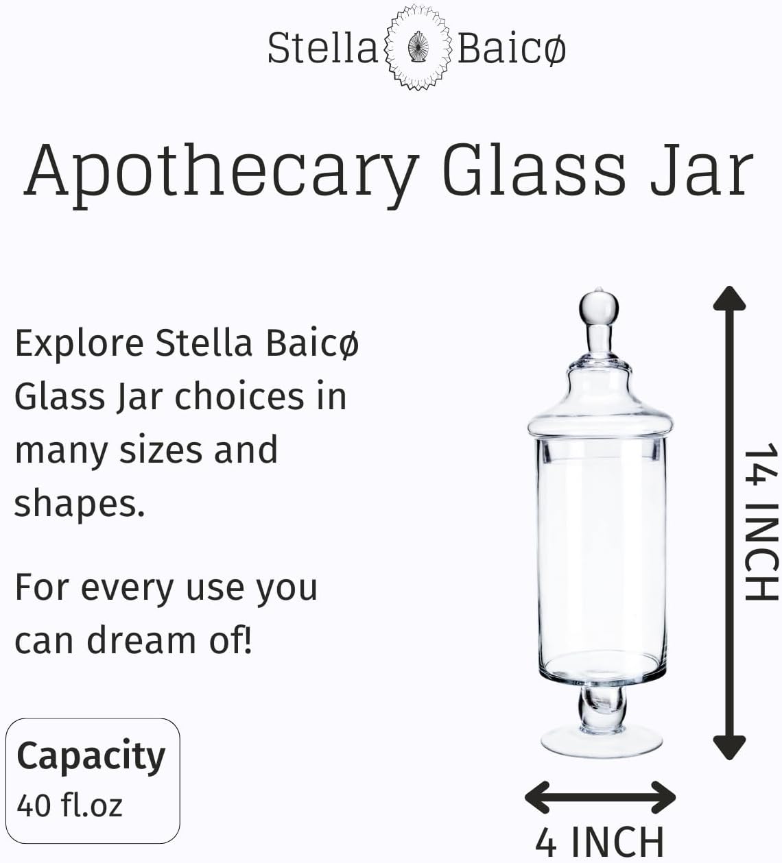 Clear Glass Apothecary Jars, Candy Jar with Lid, Elegant Decorative Jars for Wedding and Party