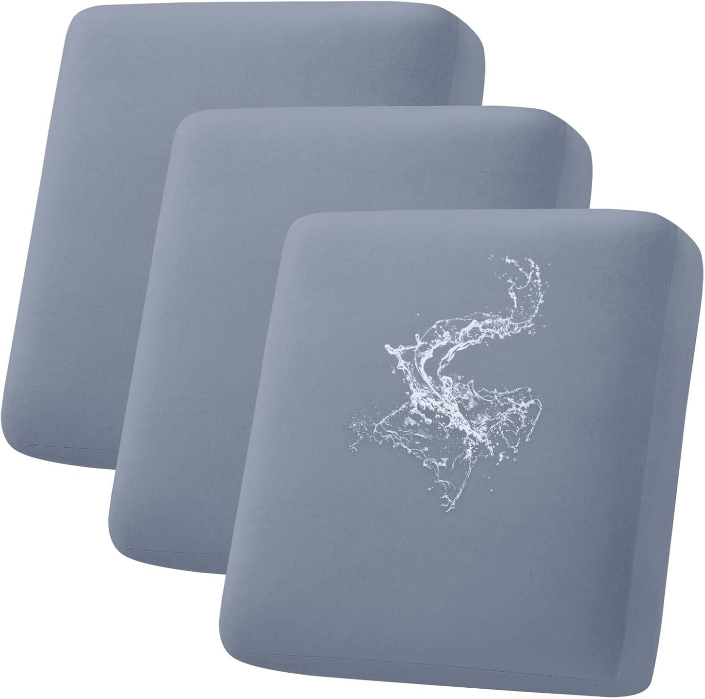 hyha Waterproof Couch Cushion Covers, Stretch Sofa Couch Seat Slipcover for Dog Washable, Non-Slip Waterproof Outdoor Cushion Covers for Patio Furniture Replacement (3 Pieces, Grey)