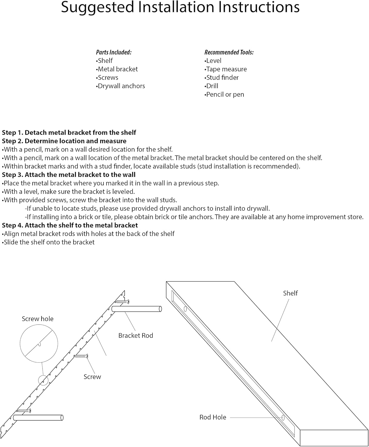 URBANDI, Rustic Floating Shelves, Set of 2, Hidden Bracket, Solid Wood, Heavy Duty, Wall Mounted Shelves, (Grey, 12Wx10D)