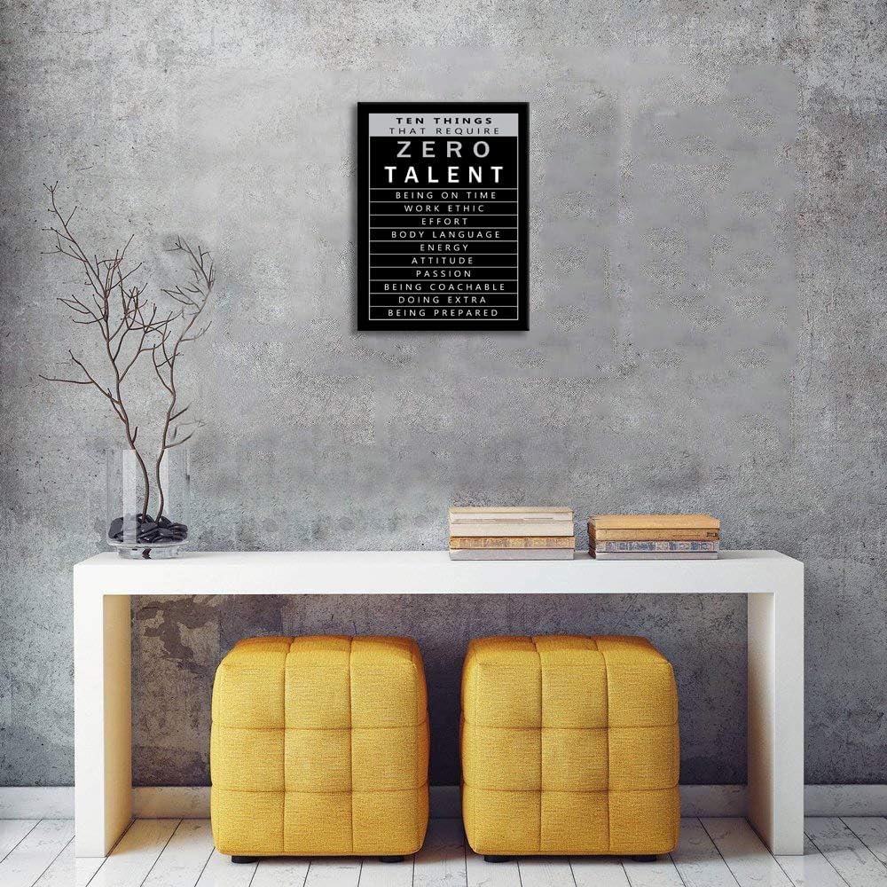 Inspirational Canvas Office Print Wall Art Ten Things That Require Zero Talent Poster Painting Modern Motivational Artwork Decor for Living Room Office Home Decor Wooden Framed[18" W x 24" H]