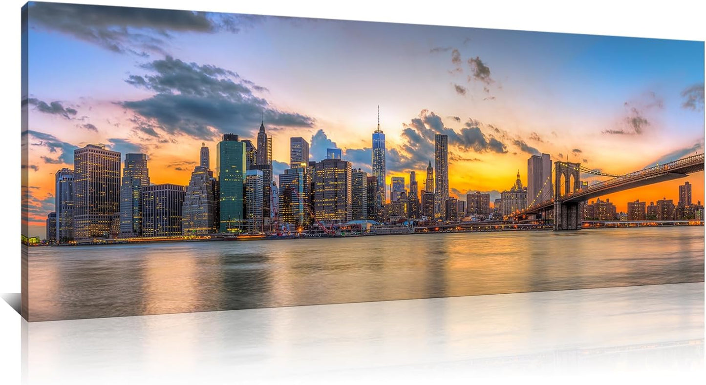 Kalormore New york City Skyline Canvas Wal Art Brooklyn Bridge Picture for Wall