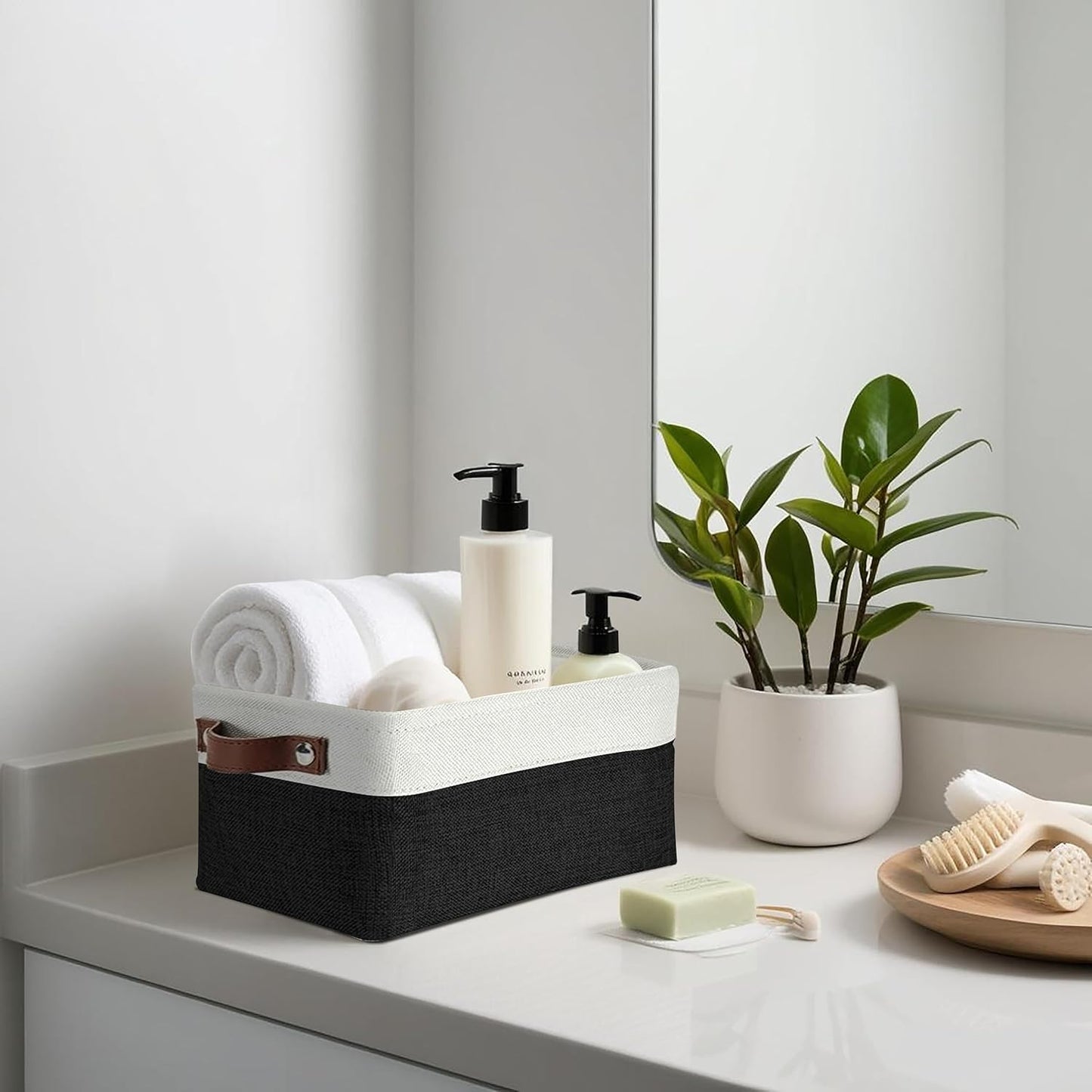 DECOMOMO Small Storage Basket, Closet Storage Bins, Baskets for Organizing Shelves (Black & White, Small - 6 Pack)