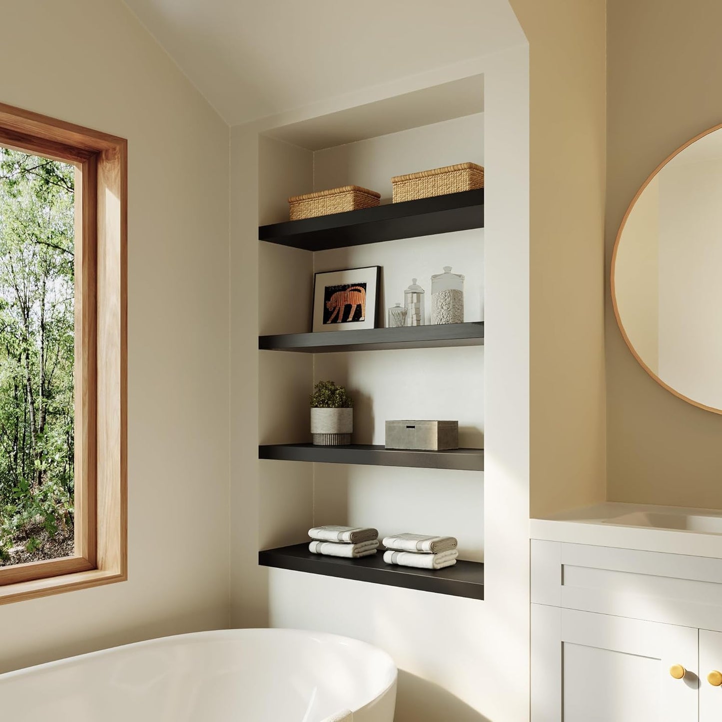 Large Floating Shelves for Wall Set of 2 Wooden Wall Shelves 36 in x 12.75 in x 2 inRoom Decor Long Shelf with Invisible Wall Mount Bracket for Bedroom Kitchen Living Room Black