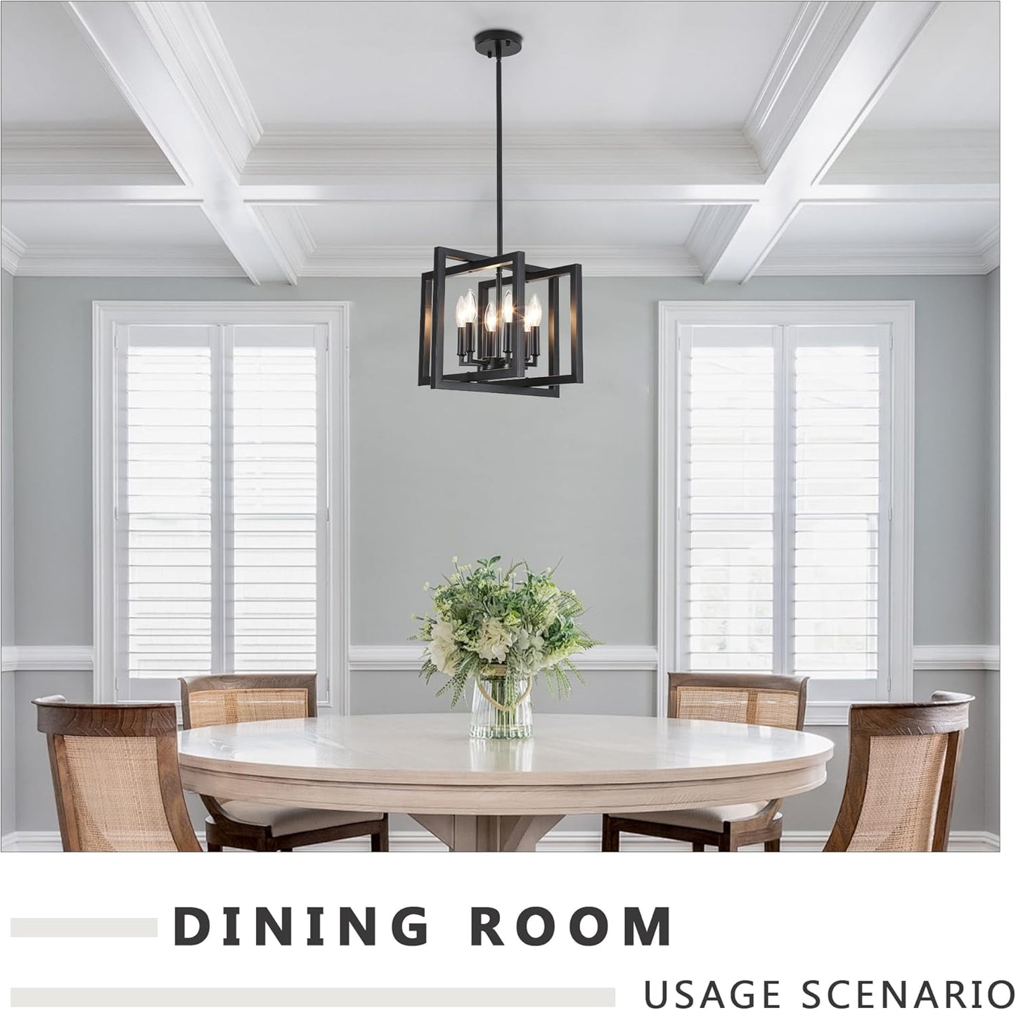 ANKYLHUA Black Chandelier,6-Lights Ceiling Light Fixture E12,Adjustable Hight Pendant Lights Kitchen Island,Chandeliers for Dining Room Bedroom,Entryway,Foyer