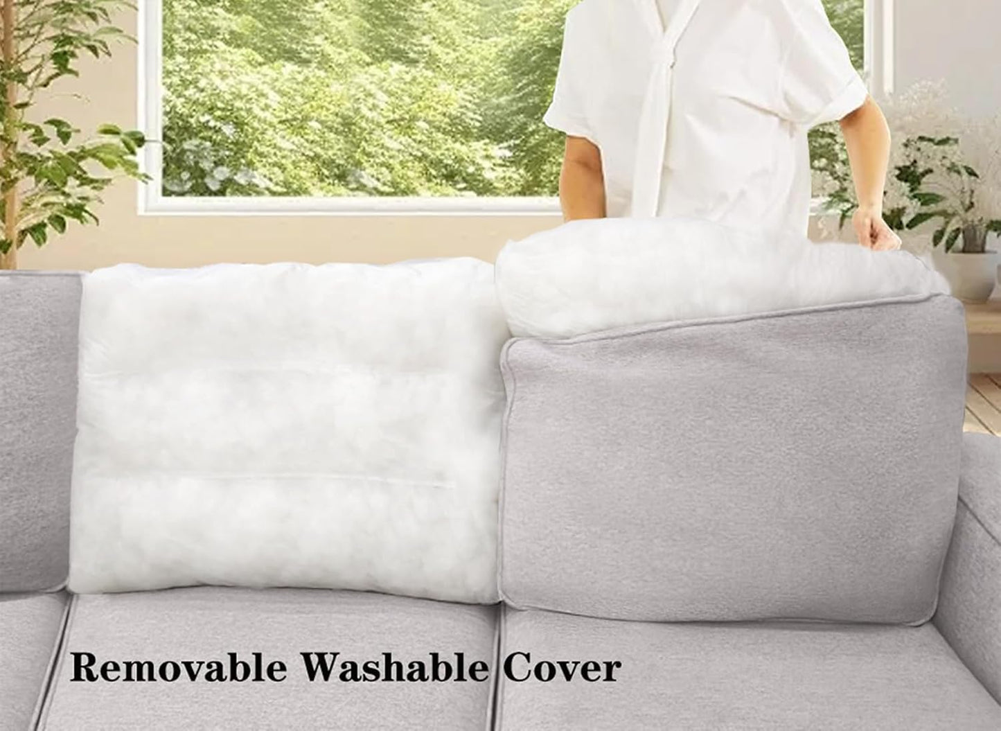 L Lengend Vansen Modular Sectional Sofa U Shaped Couch with Ottoman Modern Reversible Corner Sectional Couch for Living Room (Light Grey, 2+3 with Ottoman)