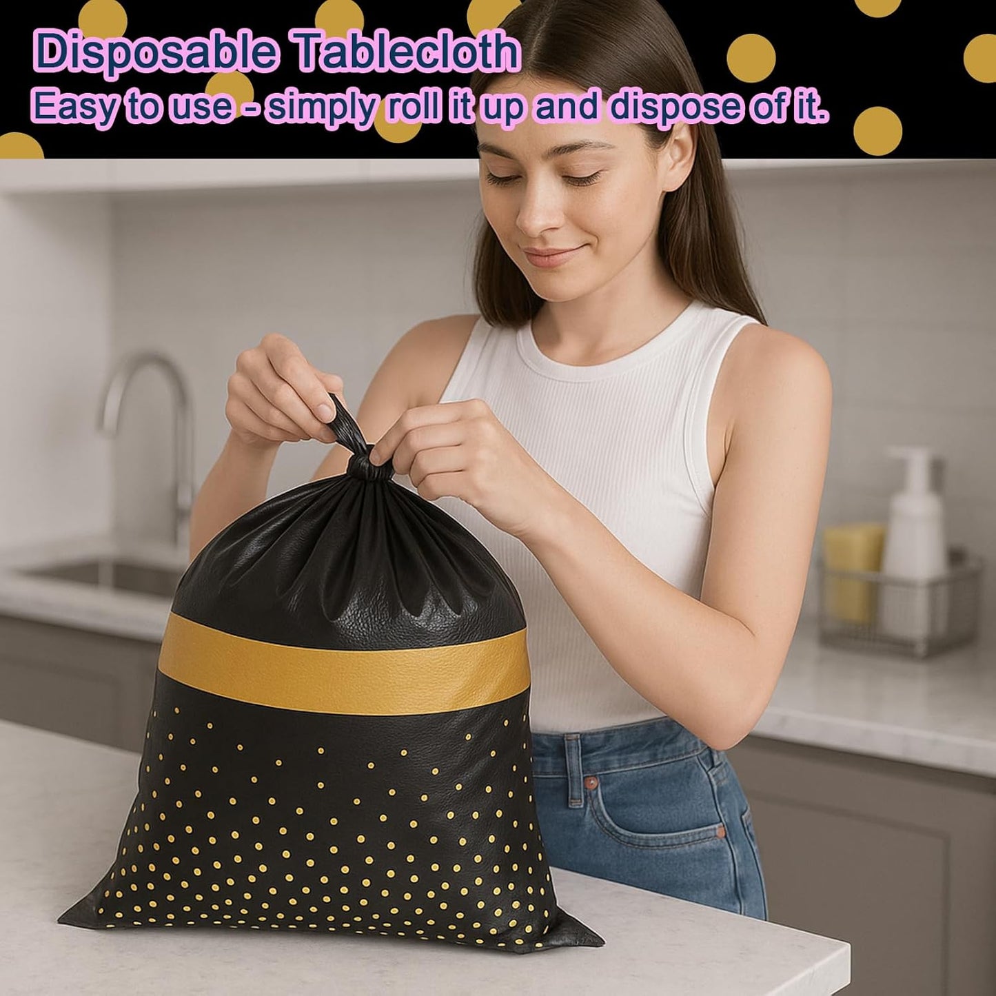 3Pcs Graduation Tablecloth,Graduation Decorations 2025,Black and Gold Retirement Party Decorations for Rectangle Tables,54"x108" Disposable Plastic Table Cloth for Congrats Grad Party Birthday Wedding