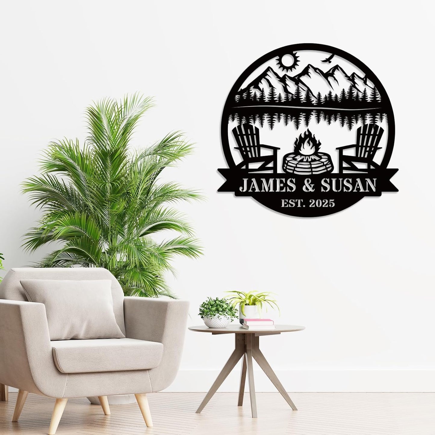 Personalized Camping Signs Custom Outdoor Campfire Metal Sign Custom Mountain Campfire Sign Family Name Sign Personalized Camping Gifts Fire Pit Cabin Campsite Sign(Campfire)