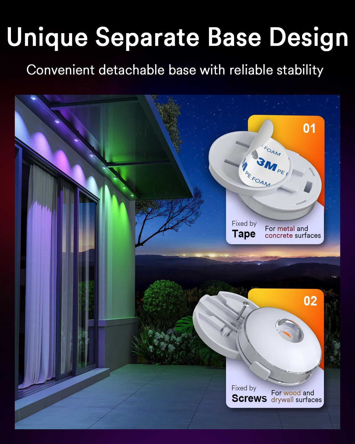 Lumary Permanent Outdoor Lights Max 53ft with 40 LED Eave Lights RGBAICW 2400LM, IP67 Waterproof, IC Control and Scene Modes for Halloween Christmas Decoration, Works with Alexa and Google Assistant