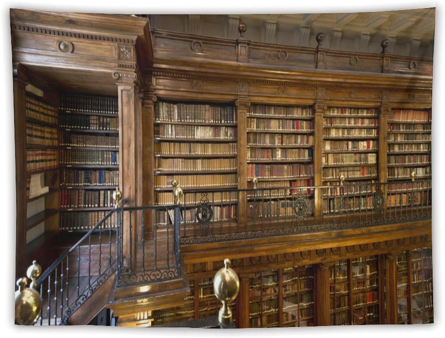 Kurtect Library Tapestry,Vintage Medieval Antique Bookshelf Bookcase Pattern Print Tapestries for Party Beach Picnic Blankets Tablecloths Living Room Wall Deocr, 60x80 in