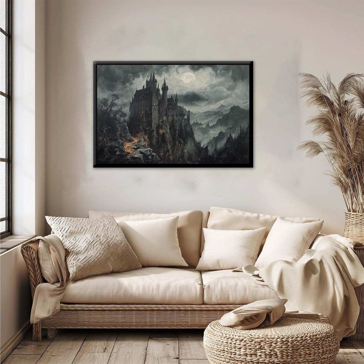 JFHCQJPK Vintage Castle Poster Dark Academy Victorian Gothic Castle Wall Art Poster Moody Mystical Art Print Suitable for Home Living Room Bedroom8x12in Metal blackFramed