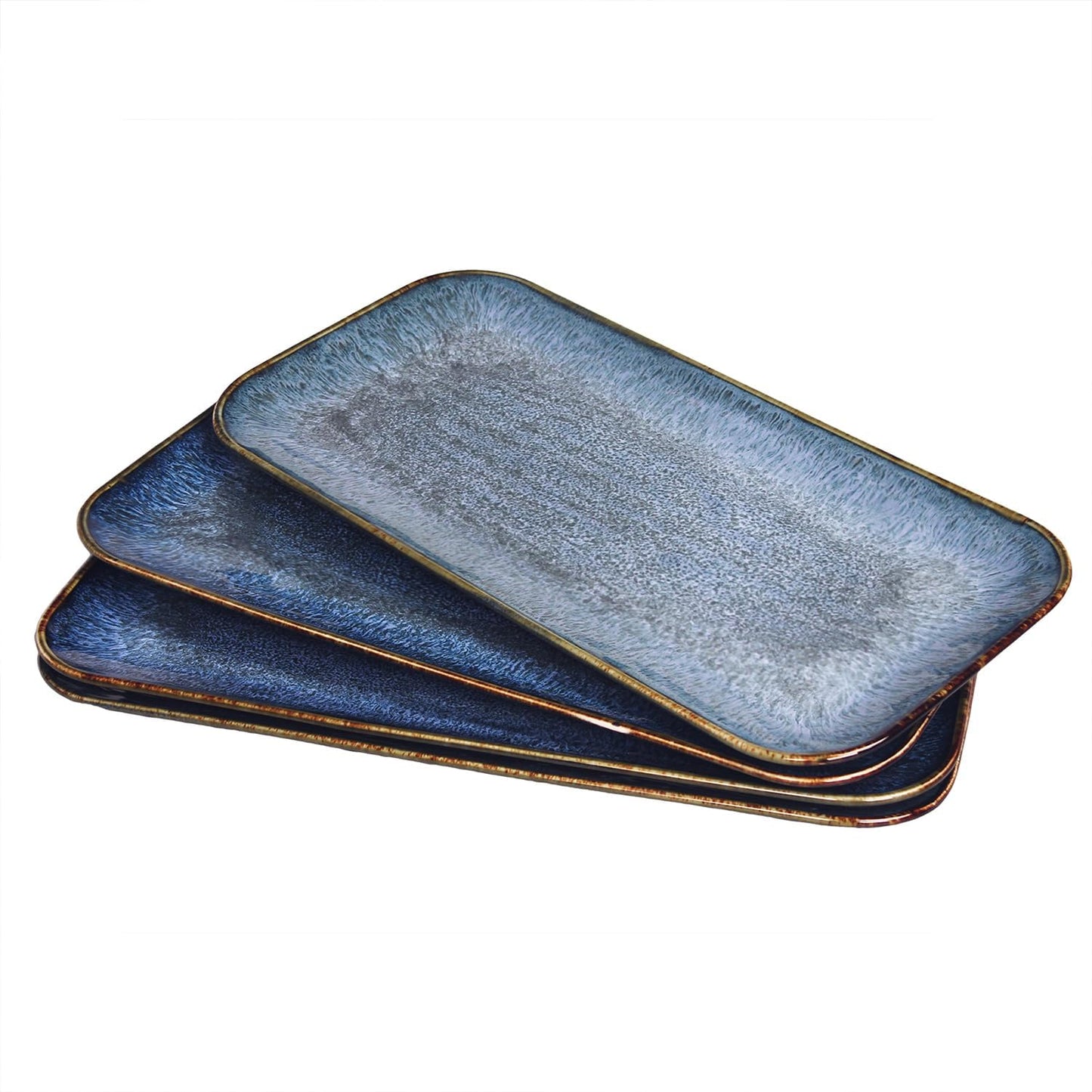 Porcelain Plate Set Large Serving Tray Set of 4, Reusable Serving Platters for Party Food, Cookie, Appetizer, Charcuterie, Snack, Dessert Display,Stackable Kitchen Dish 14.4 INCH