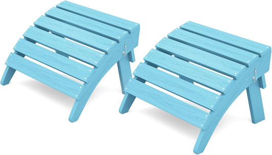 KINGYES Folding Adirondack Ottomans Set of 2 for Adirondack Chair, Light Blue