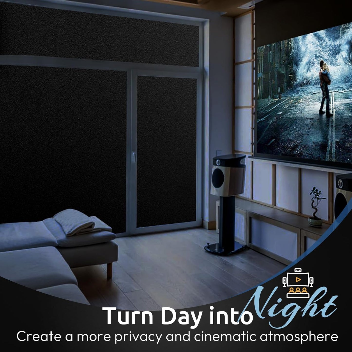 rabbitgoo Blackout Window Film, Sun Heat Blocking Privacy Cover for Glass, Removable Opaque Room Darkening Dark Black Out Window Covers Tint Shades for Home Day Sleep Light Blocker 11.8 x 157 Inches