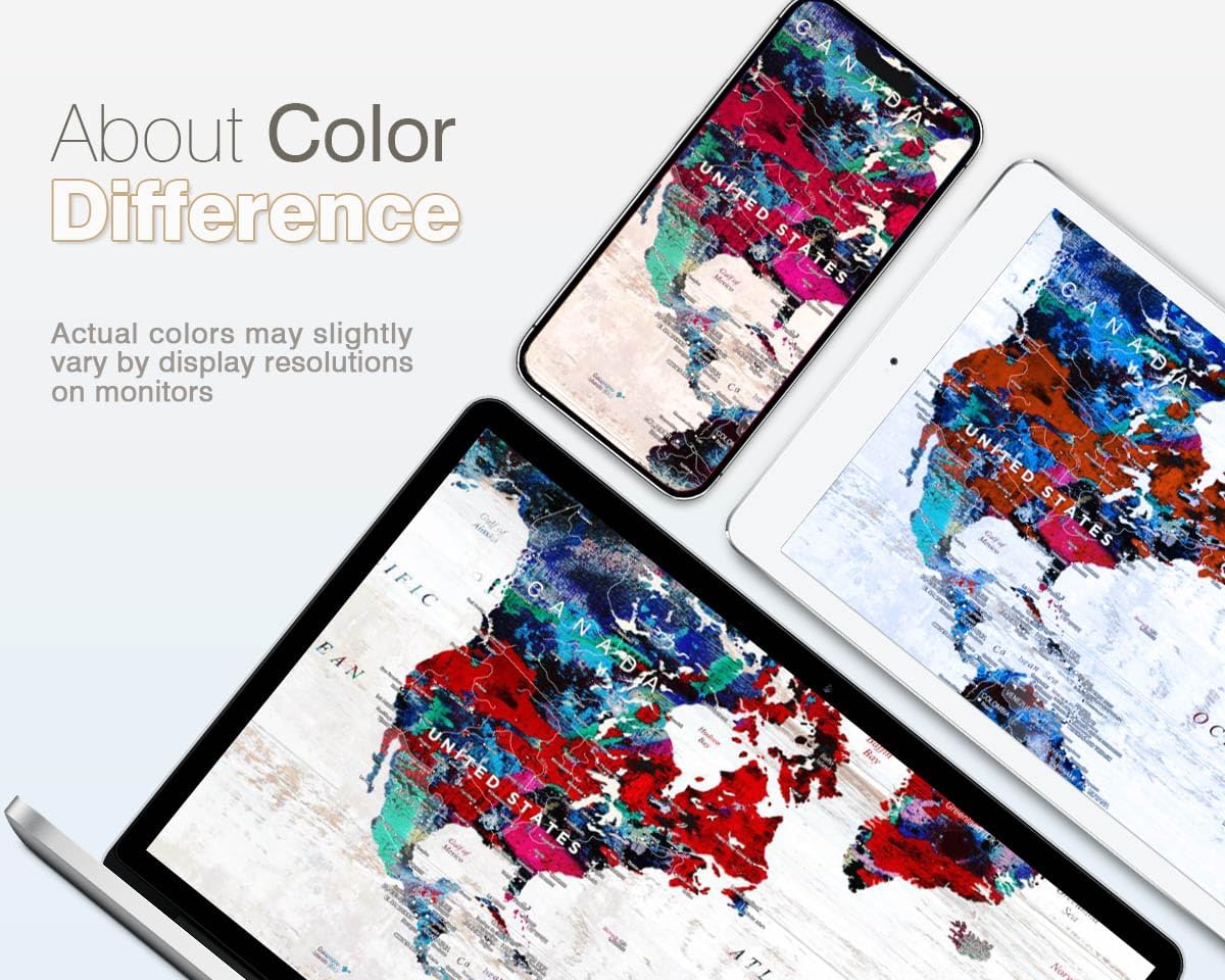 Wall Art for Office Pictures for Living Room Wall Decorations Bedroom Wall Decor for Women Girl Large Map of the World Canvas Art Wall Decor Classroom Decor