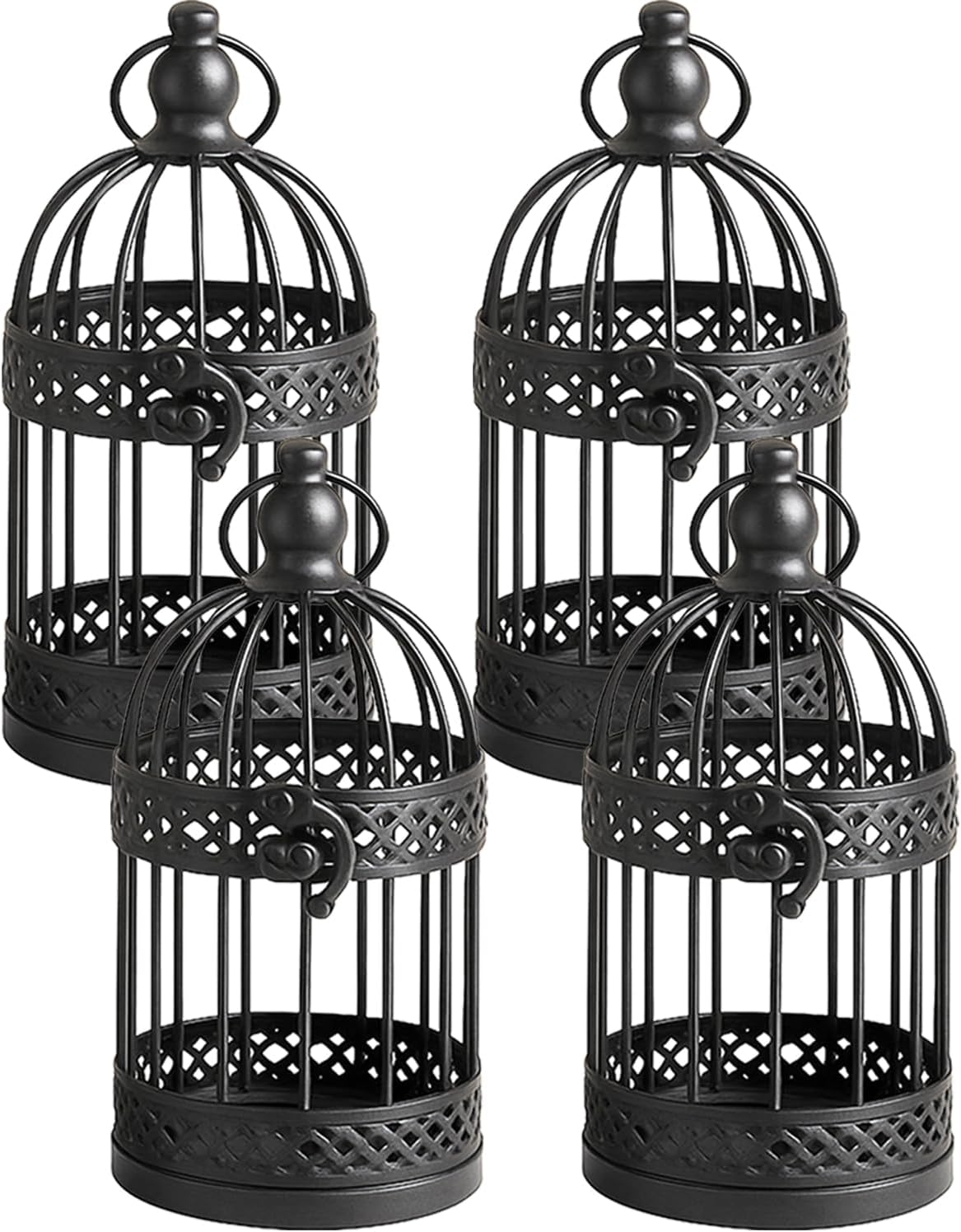 Vela Lanterns Birdcage Decor Candle Holder Lantern Decorative Table Centerpiece Halloween Decorations, Black, Small, Set of 4