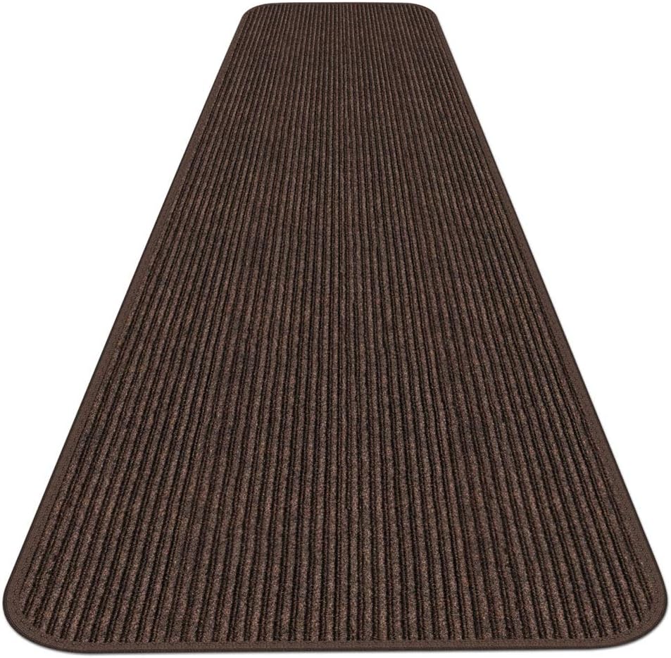 House, Home and More Indoor Outdoor Double-Ribbed Carpet Runner with Skid-Resistant Rubber Backing - Bittersweet Brown - 4 Feet x 50 Feet
