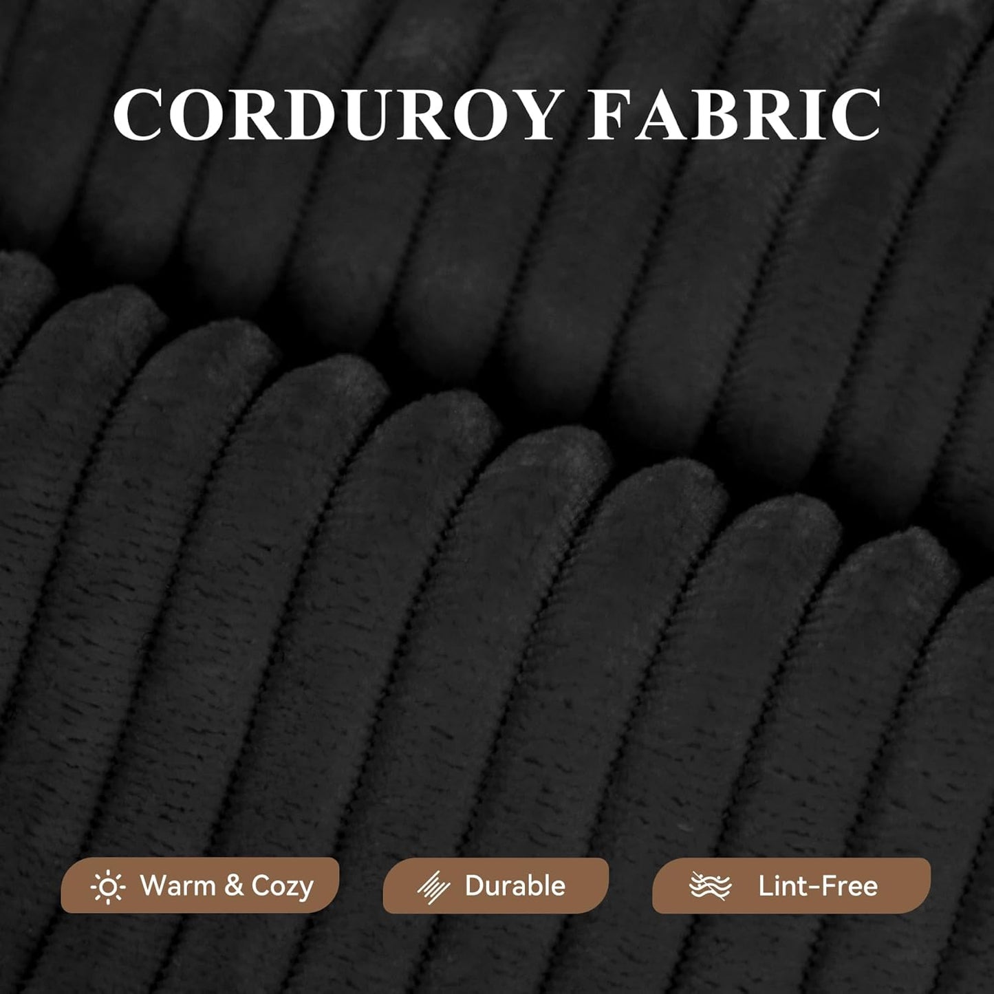 Modular Sectional Sofa with L-Shape Chaise,Cloud Sectional Modern Sleeper Couch with Deep Seat,Sponge Compression Sofas No Assembly Required (Black-Corduroy Fabric) 1pcs