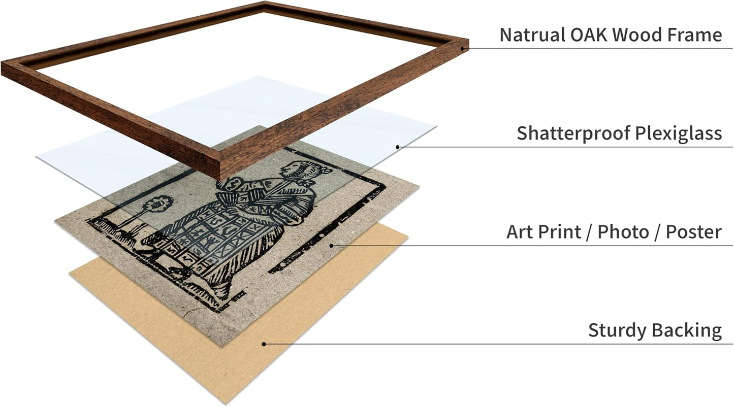 Poster Master Vintage Woodcut Poster - Retro Medieval Print - Gift for Gothic, Horror Fan - Witch Holding a Plant, Magic, Spell, Herbalist - Wall Decor for Bedroom, Dorm, 11x14 Brown Framed