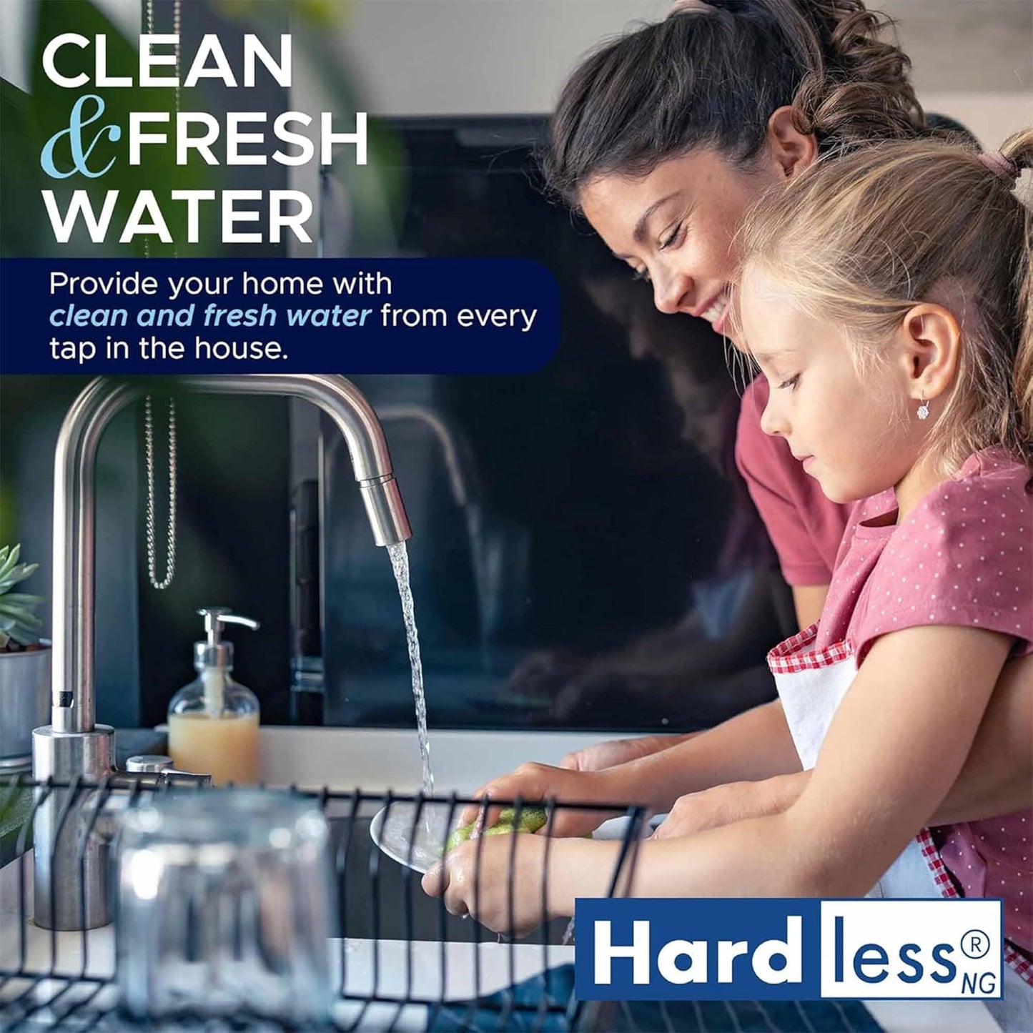 Hardless NG4L Whole House Water Filter - Salt-Free Softening Device - Reduces Limescale, Sediment & More - Compact, Easy to Install - Comes w/ 1" Inlet/Outlet - Filtration System for Extra Hard Water