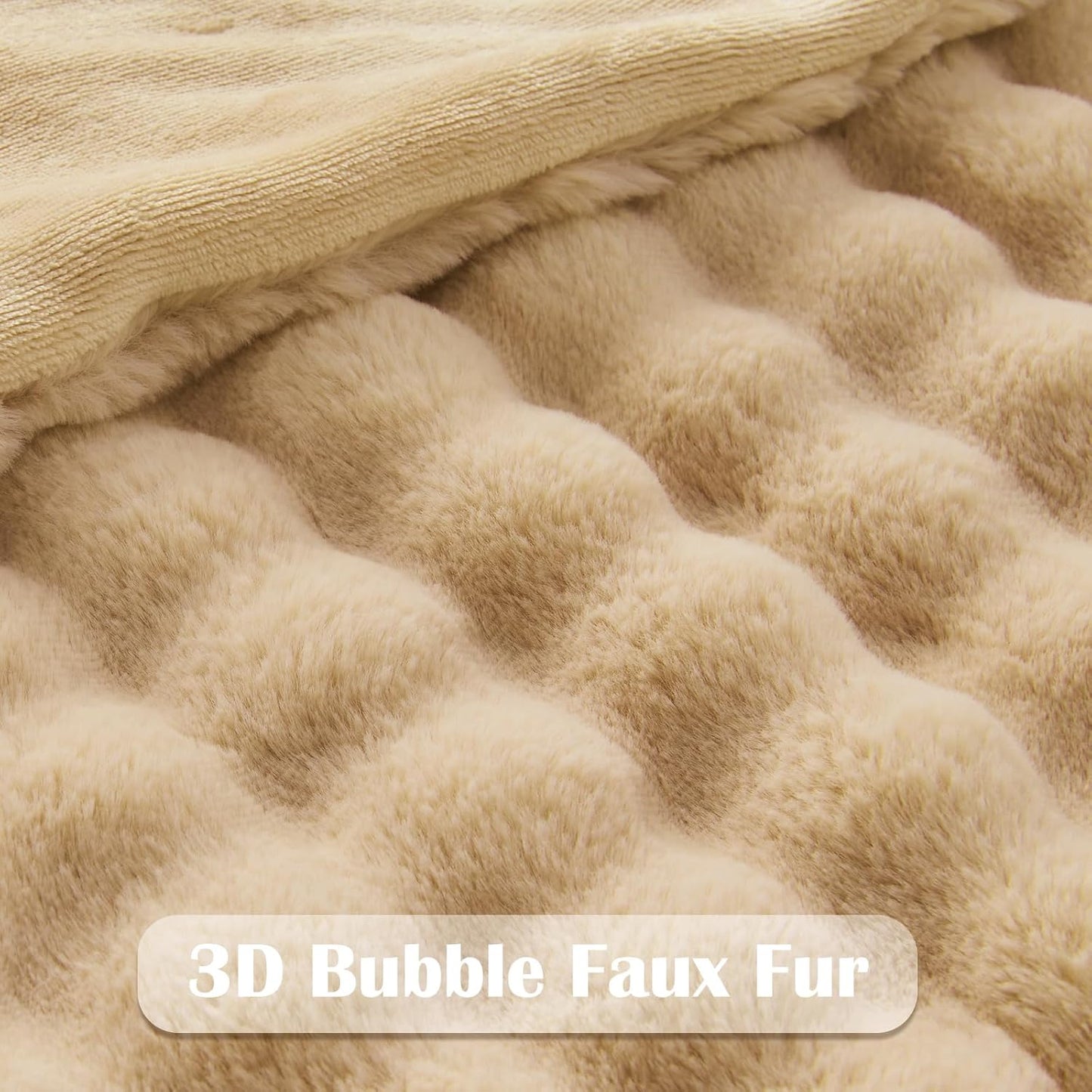 NEWCOSPLAY Faux Fur Throw Blanket Brown Bubble Blanket Thick Warm Soft for Couch Sofa Bed 550GSM (Brown, Throw(50"x60"))