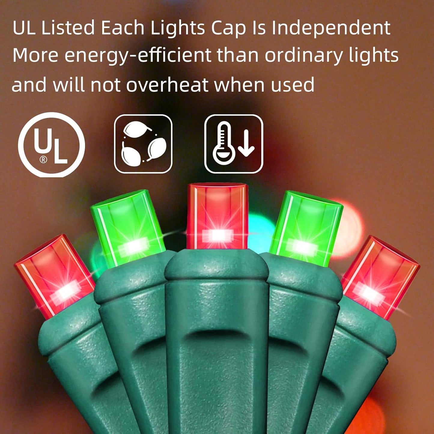 1200LED (24pk of 50L) String Lights, LED Christmas Lights, 6" SPACING,Green Wire, Red and Green