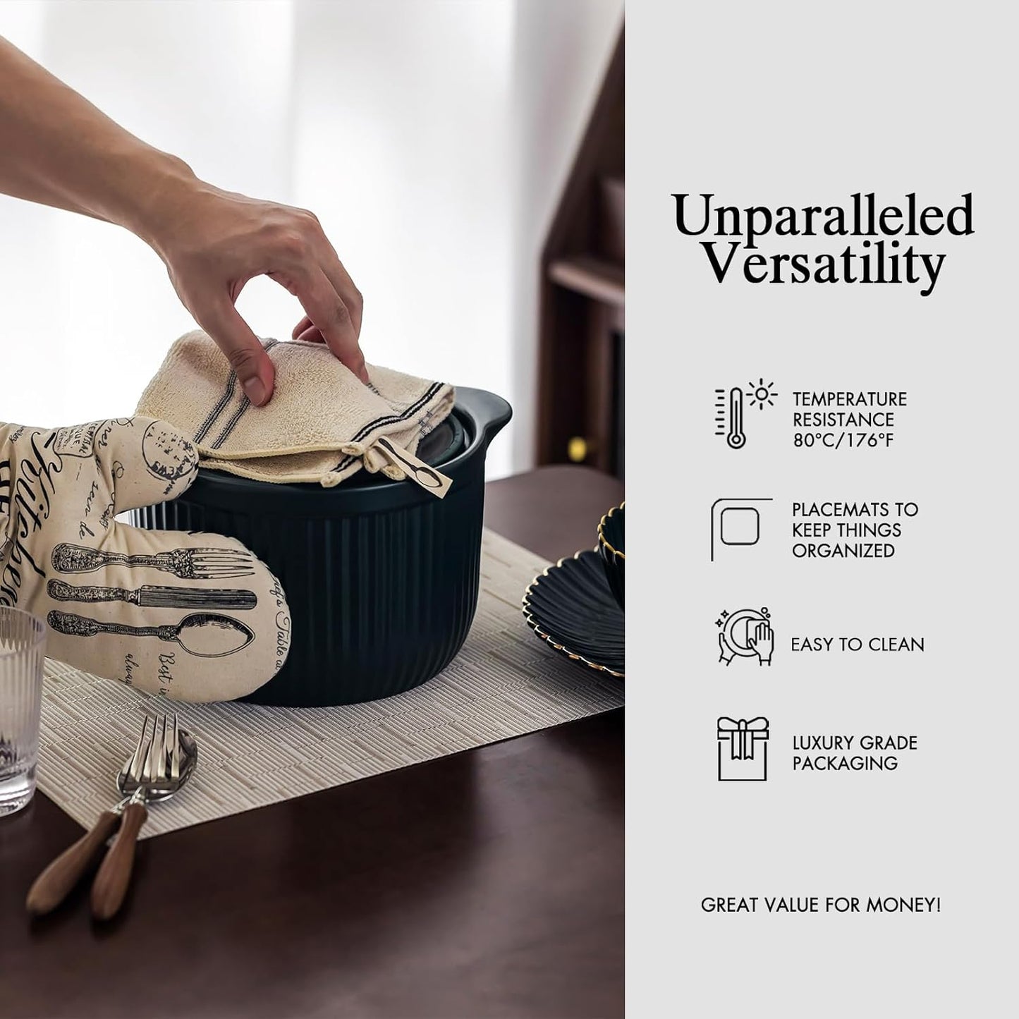 Placemats Set of 4 - Easy Clean Woven Vinyl Placemats for Dining Table, Indoor/Outdoor Place Mats, Washable PVC Table Mats （Pale Beige）