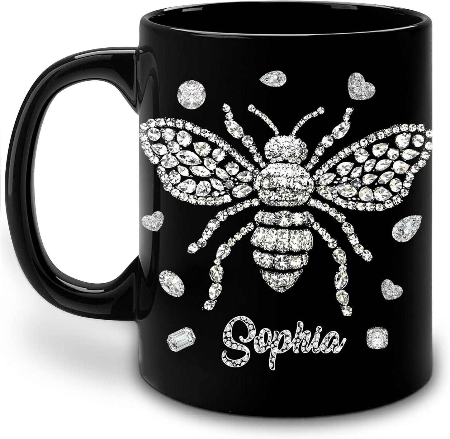 Hyturtle Personalized Jewelry Bee 2D Mug - Bee Keeper Gifts For Women Lovers Teacher - Honey Gifts For Beekeeper Farmer On Birthday - Queen Honeycomb Decor - Custom Coffee Cup Ceramic Mug 11 Oz 15 Oz