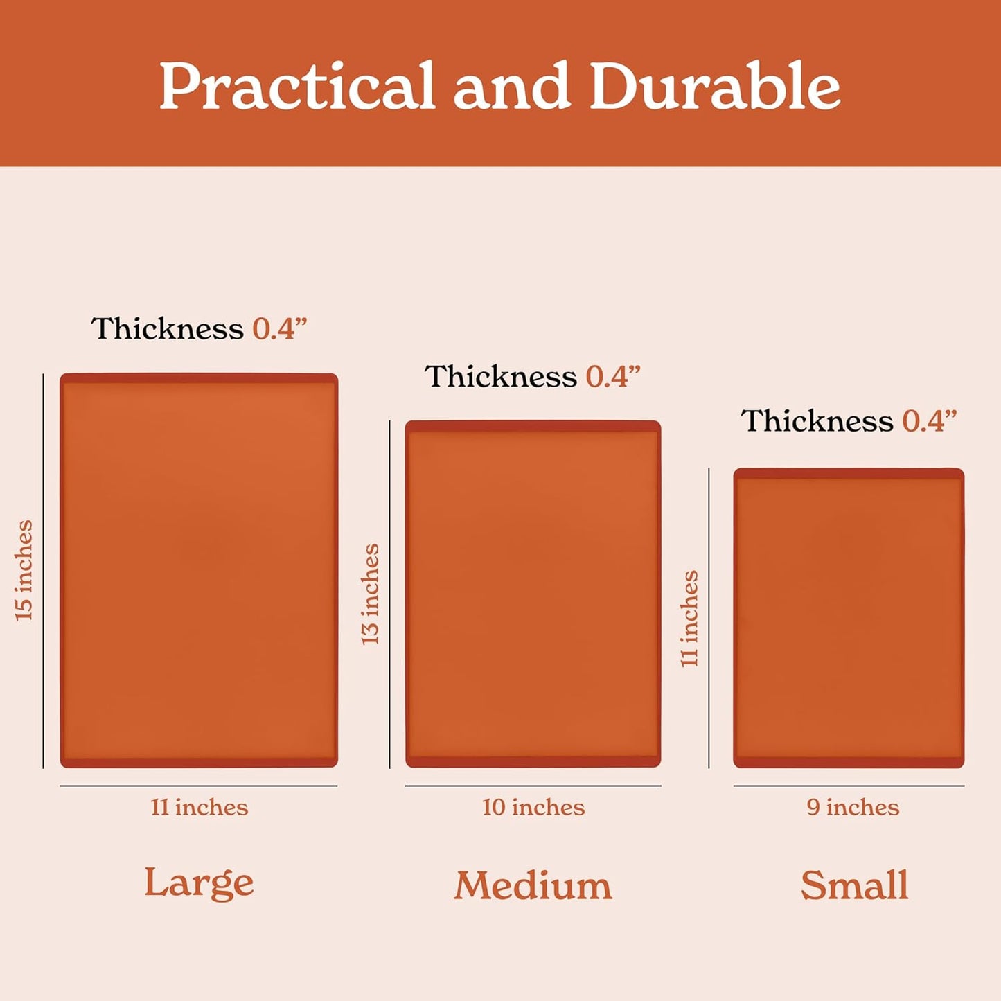 SMIRLY Plastic Cutting Board Set 3 Pieces, Non-Slip Dishwasher Safe Chopping Boards for Kitchen, Orange
