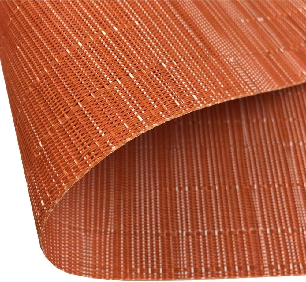 WAZAIGUR Placemats Set of 4 for Dining Table Heat-Resistant Washable Place Mats Woven Vinyl Kitchen Table Mats Easy to Clean,Orange