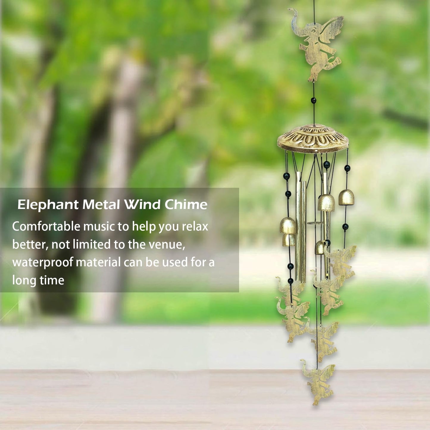 Elephants Wind Chimes for Outside,42" Metal Wind Chinme Indoor/Ourdoor Garden Yard Decoration Patio Home Porch Decor,Unique Windchimes Memorial/House Warming/Birthday Gifts,Elephant Gifts for Women