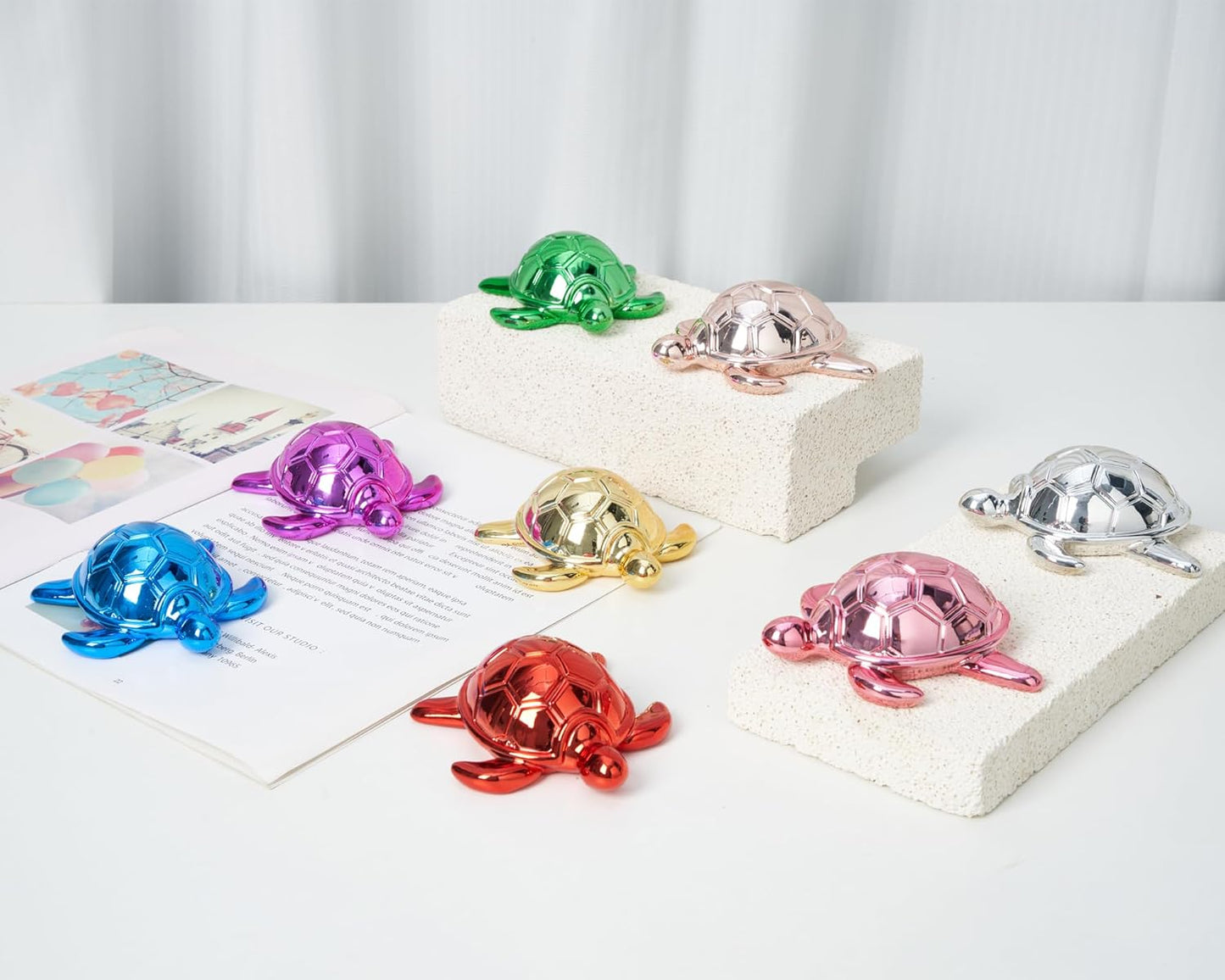 Small Sea Turtle Statue 4 inch Shiny Gold Accent Knick Knacks Paperweight for Bathroom Home Office Shelf Desk Table Decor, Cute Sea Turtle Gifts for Women