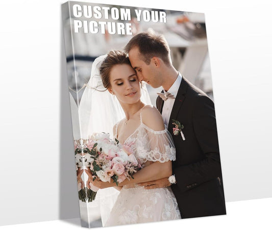 Personalized Custom Canvas Prints with Your Photos & Text, Customized Picture Print, Transform Own Images Into Framed Wall Art Digitally Printed Photo to Canvas, Keepsakes Gifts for Family 24x36’’