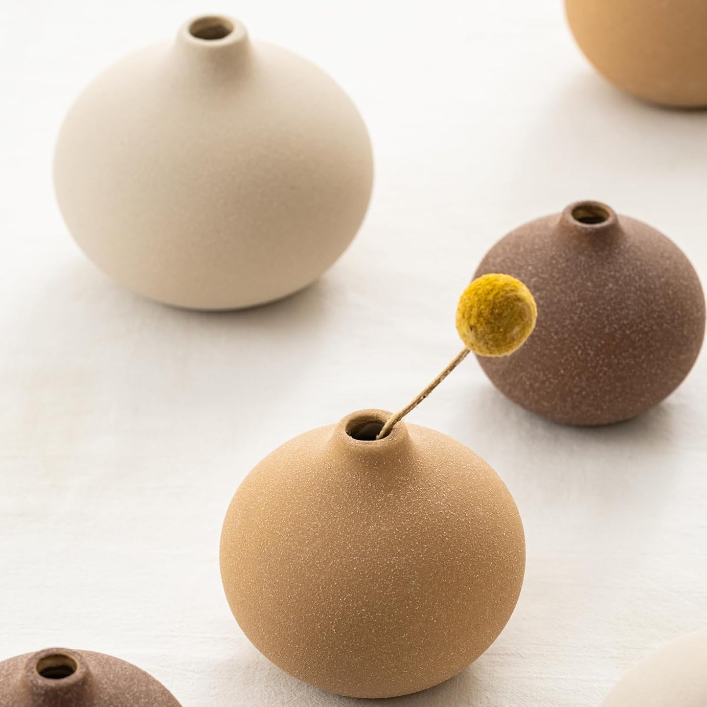 Ceramic Vase Set of 3, Bud Vases for Modern Farmhouse Home Decor, Cute Vases, Small Flower Vases for Dining Table Centerpieces,Living Room,Shelf,Mantel and Entryway Display