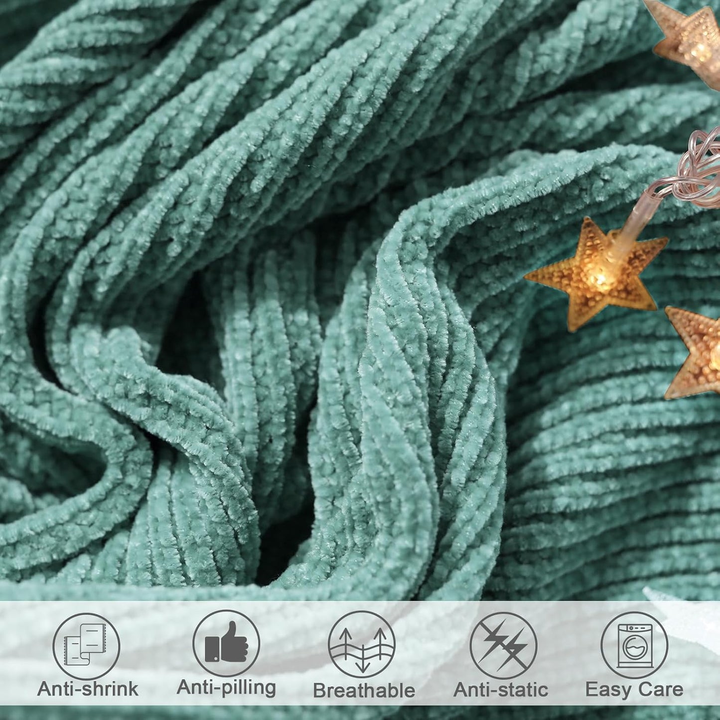 lifein Throw Blanket for Couch, Soft Boho Decor Bed Throw,Cozy Blue Chenille Knitted Small Farmhouse Lightweight Throw for Spring(Aqua,50 * 60")