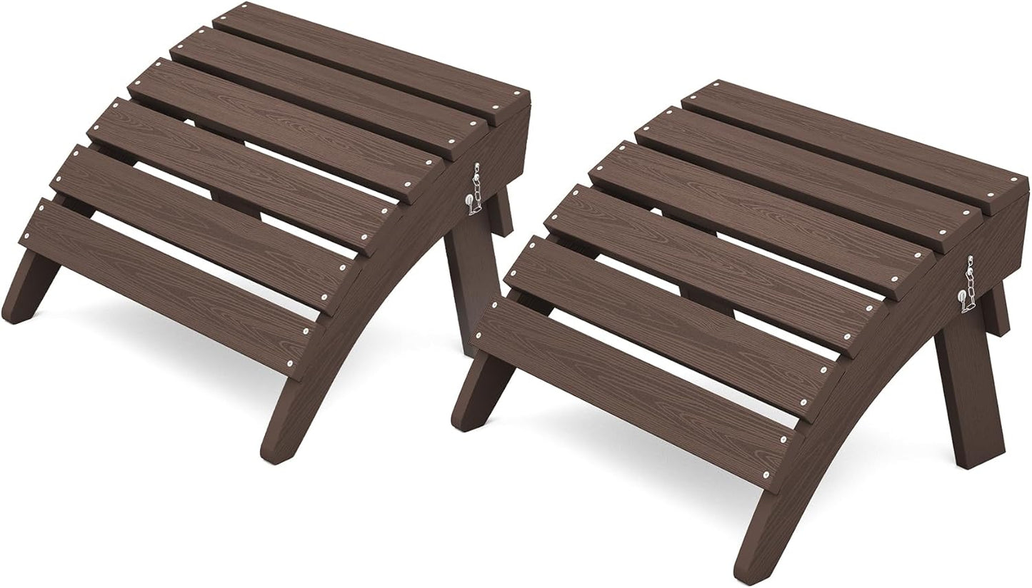 KINGYES Folding Adirondack Ottomans Set of 2 for Adirondack Chair, Coffee